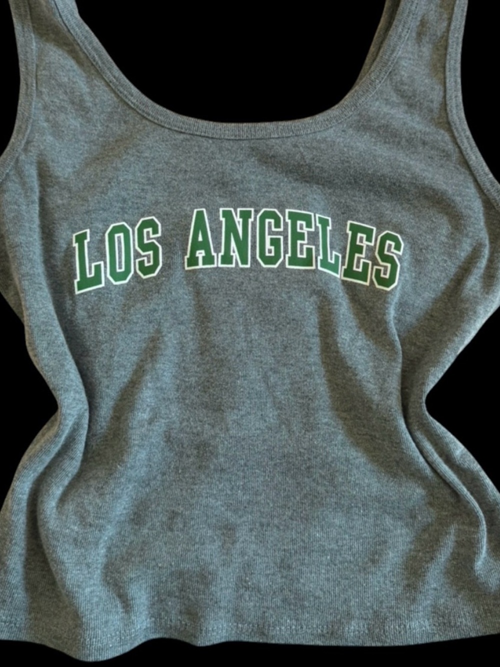 Gray Tank Top with "Los Angeles" Green Lettering